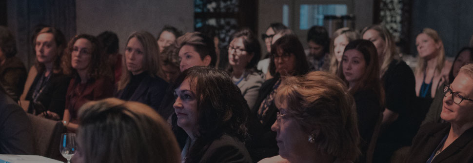 Photo of an audience of women attending a presentation.
