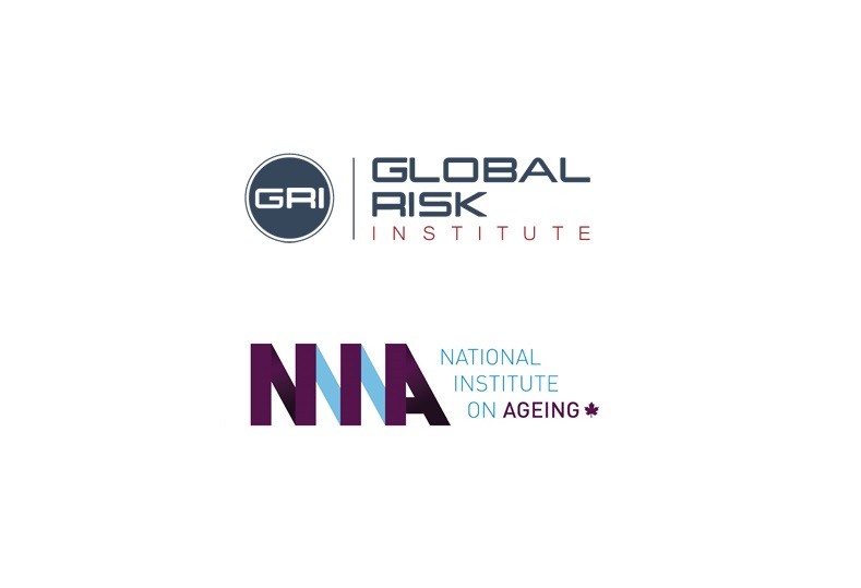 Logos of the Global Risk Institute and the National Institute on Ageing