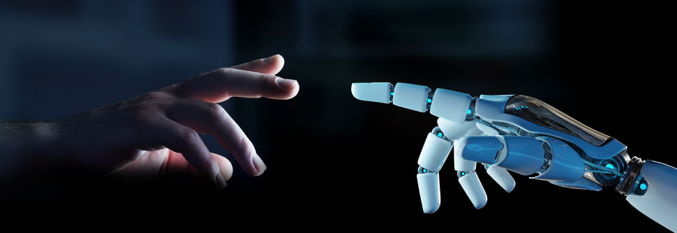 A human and a robot finger touching each other
