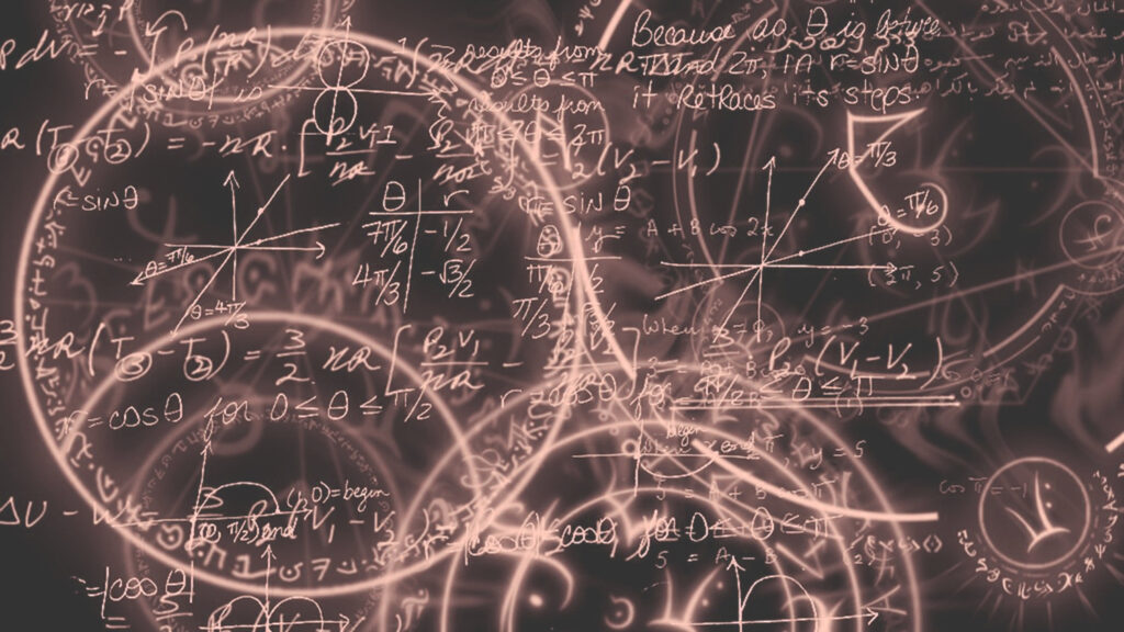 futuristic image of written formulas