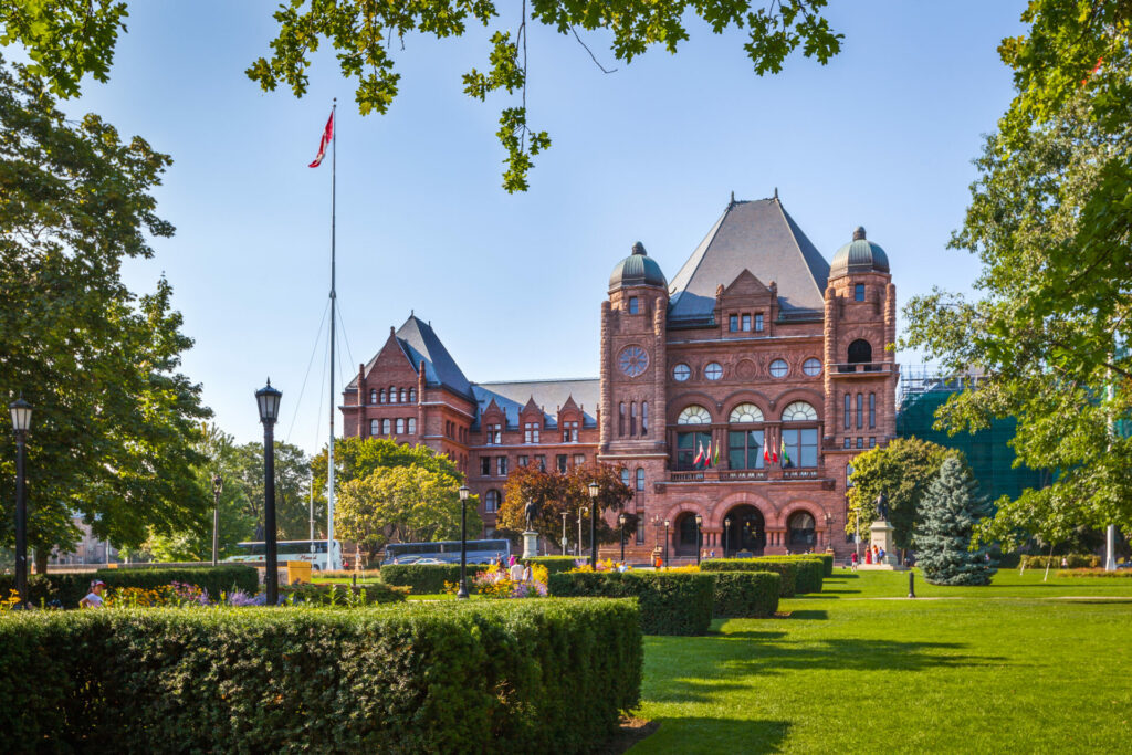 The legislative building in Toronto on a sunny day