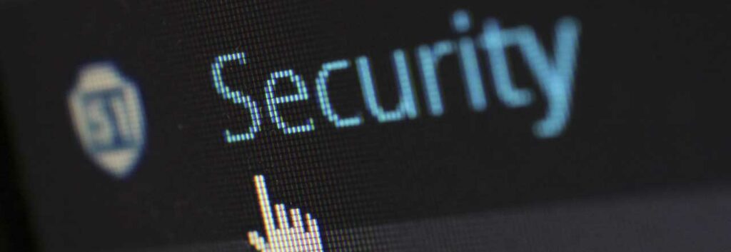 Closeup of the word security on a screen.